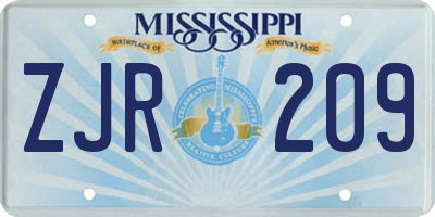 MS license plate ZJR209