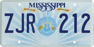 MS license plate ZJR212