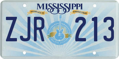 MS license plate ZJR213