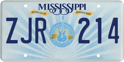 MS license plate ZJR214