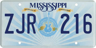 MS license plate ZJR216