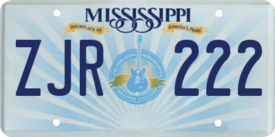 MS license plate ZJR222
