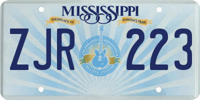MS license plate ZJR223