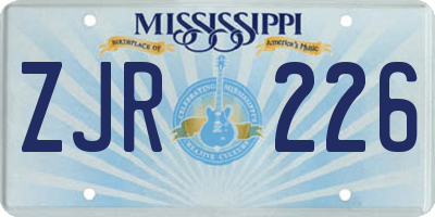 MS license plate ZJR226