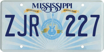 MS license plate ZJR227