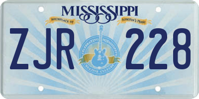 MS license plate ZJR228