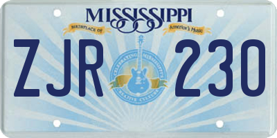 MS license plate ZJR230