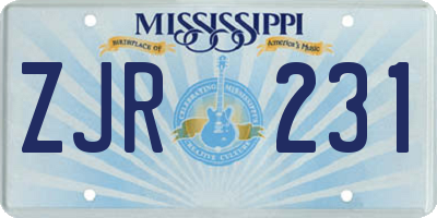 MS license plate ZJR231