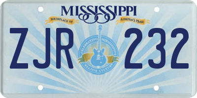 MS license plate ZJR232