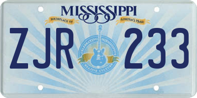 MS license plate ZJR233