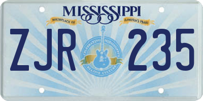 MS license plate ZJR235