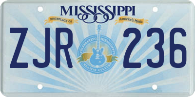 MS license plate ZJR236