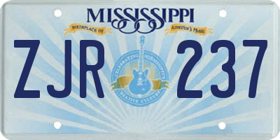 MS license plate ZJR237