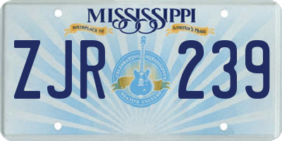 MS license plate ZJR239