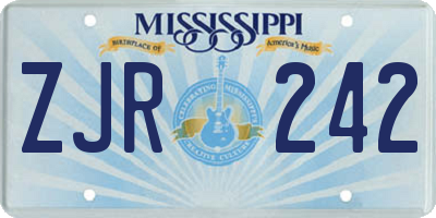 MS license plate ZJR242