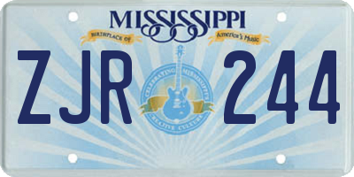 MS license plate ZJR244