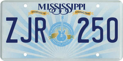 MS license plate ZJR250