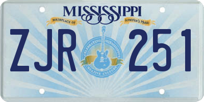 MS license plate ZJR251