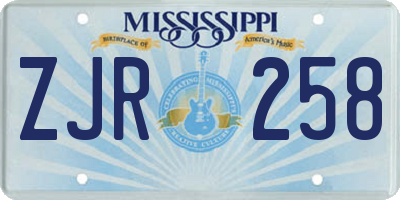 MS license plate ZJR258
