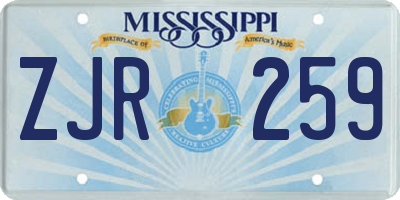 MS license plate ZJR259