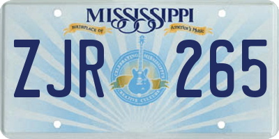 MS license plate ZJR265