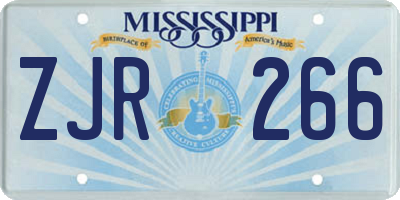 MS license plate ZJR266