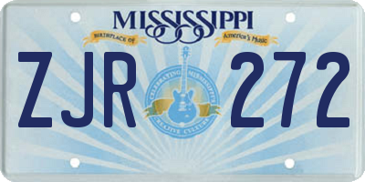 MS license plate ZJR272