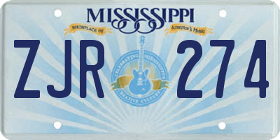 MS license plate ZJR274