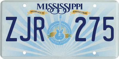 MS license plate ZJR275