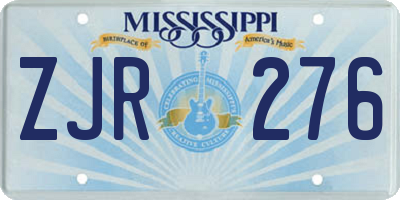 MS license plate ZJR276