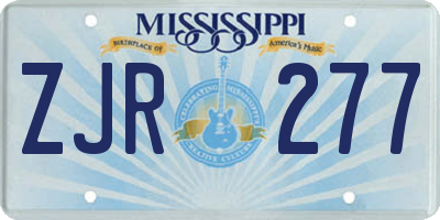 MS license plate ZJR277