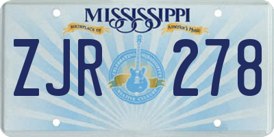 MS license plate ZJR278