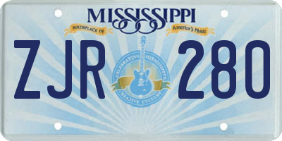 MS license plate ZJR280