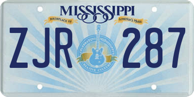 MS license plate ZJR287
