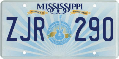 MS license plate ZJR290