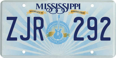 MS license plate ZJR292