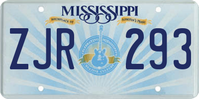 MS license plate ZJR293