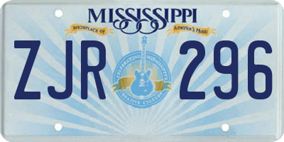 MS license plate ZJR296