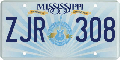 MS license plate ZJR308