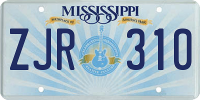 MS license plate ZJR310