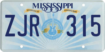 MS license plate ZJR315