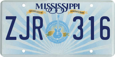 MS license plate ZJR316