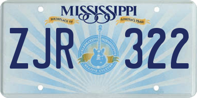 MS license plate ZJR322