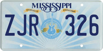 MS license plate ZJR326