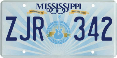 MS license plate ZJR342