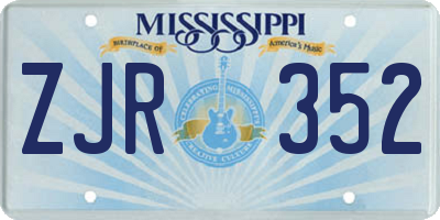 MS license plate ZJR352