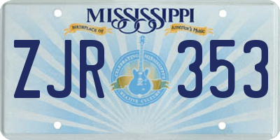 MS license plate ZJR353