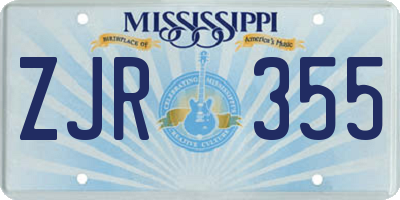 MS license plate ZJR355