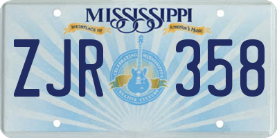 MS license plate ZJR358