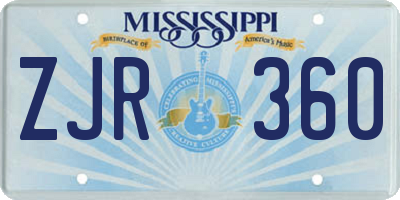 MS license plate ZJR360